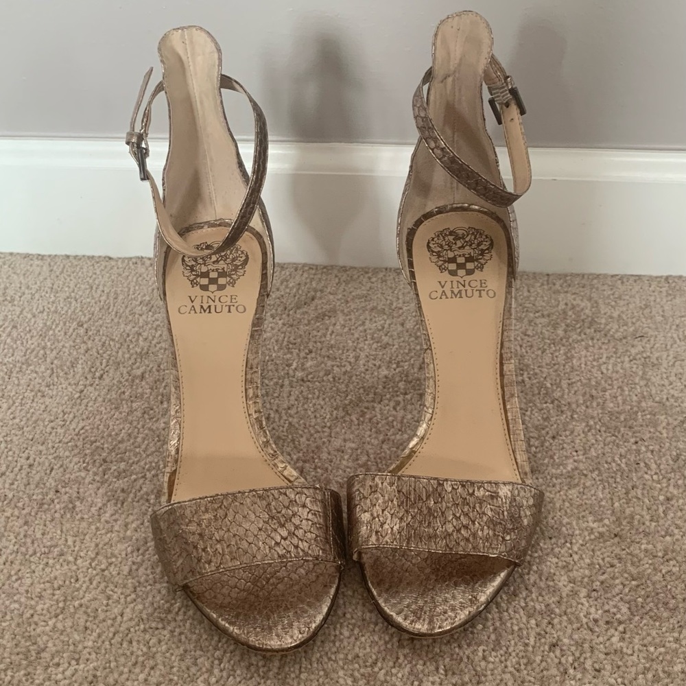 Vince Camuto Gold Snakeskin Heels